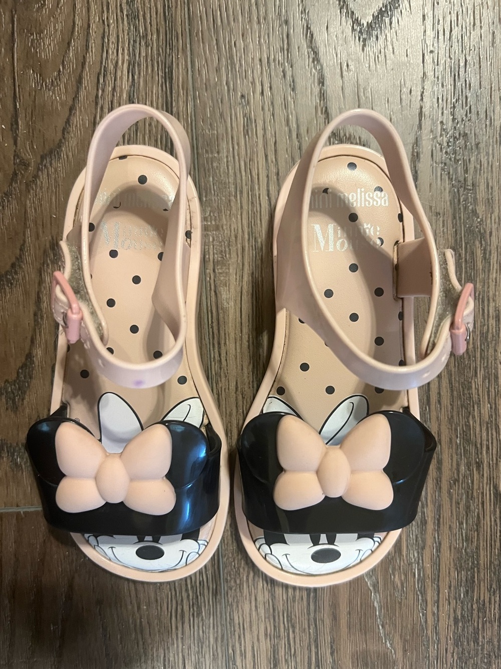 Mini Melissa Disney Minnie Mouse Pale Pink Jelly Sandals with Glossy Finish